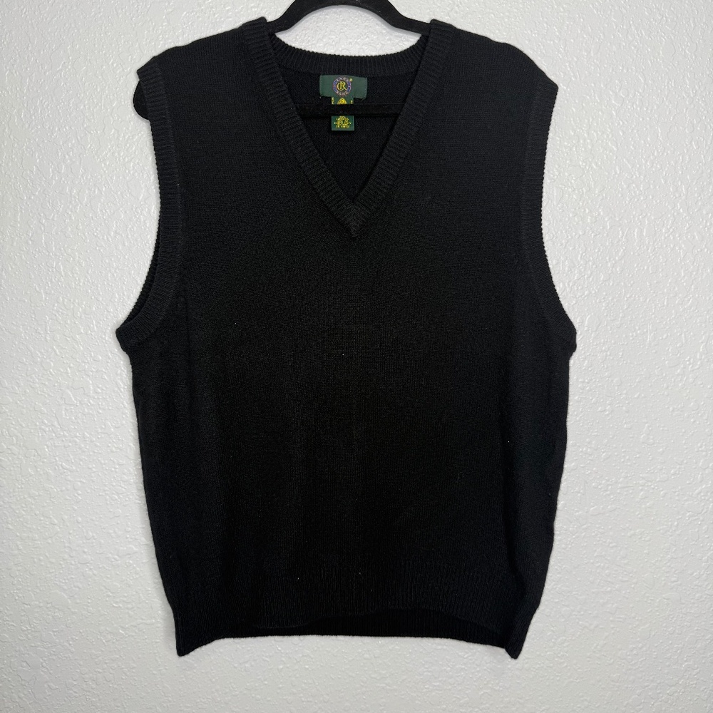 Vintage Men's Black Club room Medium Vest‎ 100% lambswool